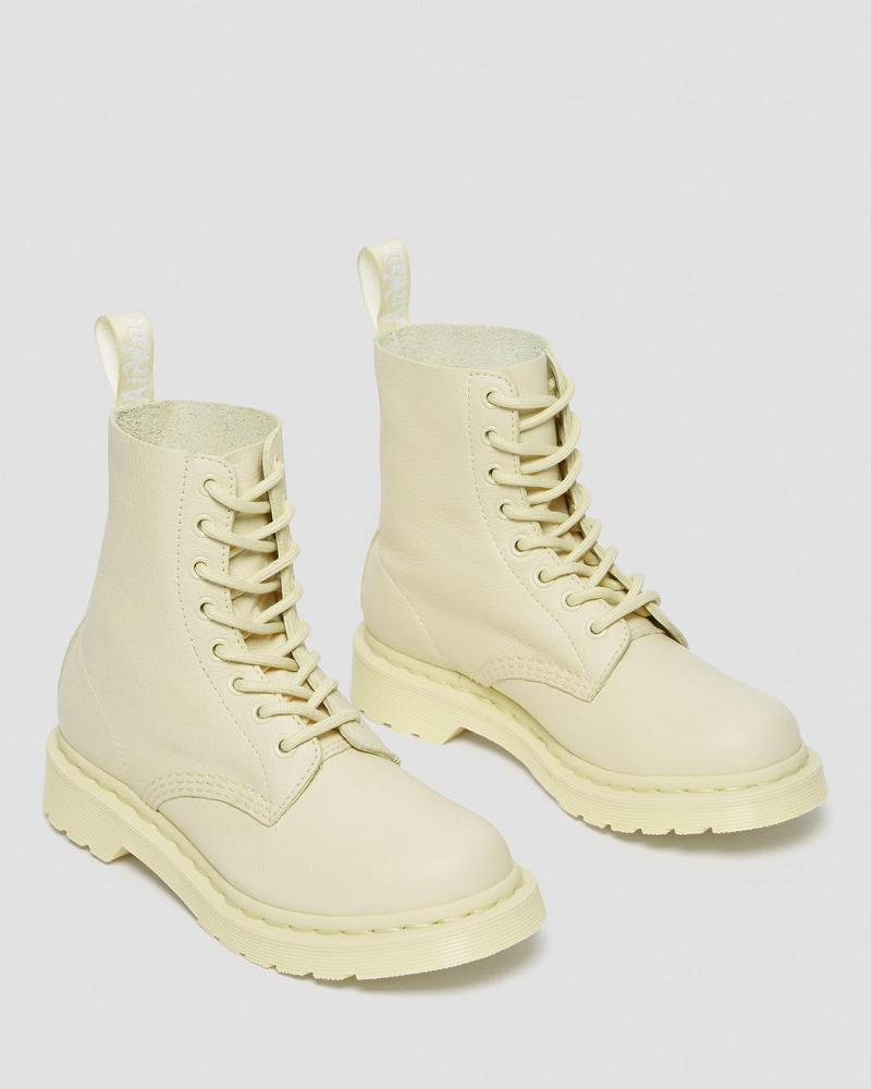 Women's Dr Martens 1460 Pascal Mono Lace Up Boots Cream | AU 188UZG